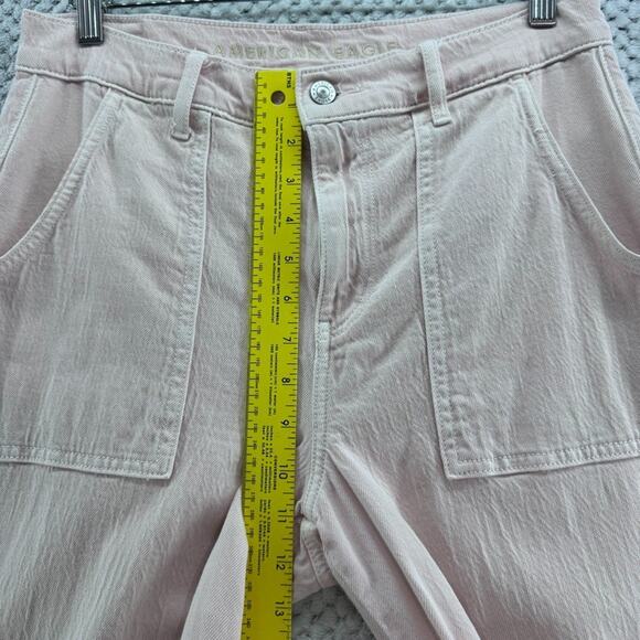American Eagle Jeans Womens 8 Pink Cotton High Rise Wide Leg Patch Pocket - Picture 15 of 16